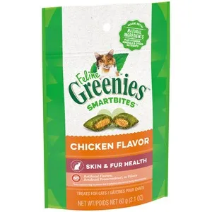 2.1 oz. Greenies Feline Small Bites Chicken Skin & Fur Health - Treats